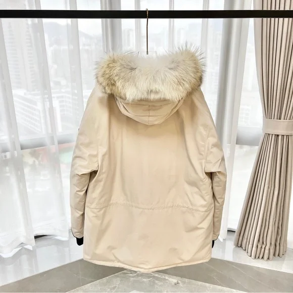 Canada Goose Expedition Parka in White | Unisex Cold Weather Hooded Jacket - Picture 4 of 8